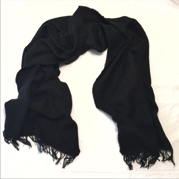 Merona Warm black textured print jacquard knit fringe trim ends long scarf - Picture 1 of 5
